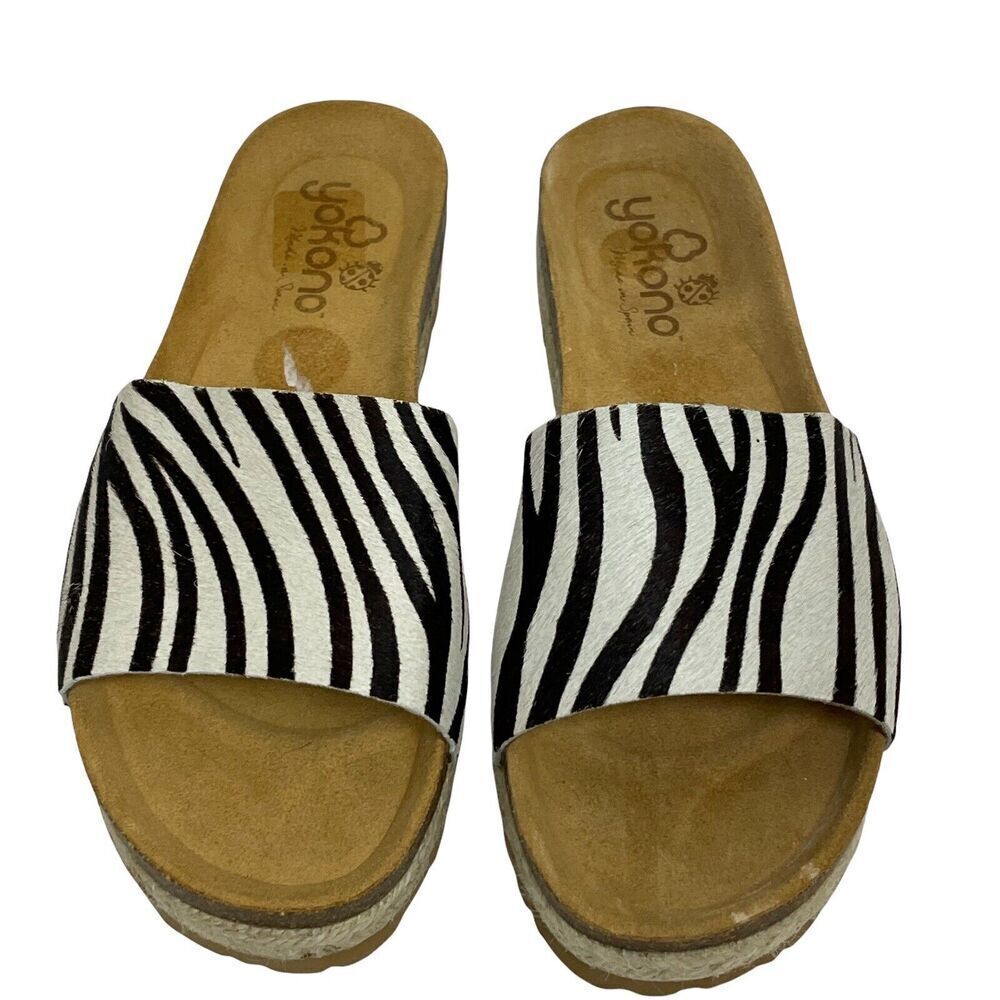 Yokono Spain Zebra Rabbit Hair Slip On Shoes Size 7.5‎